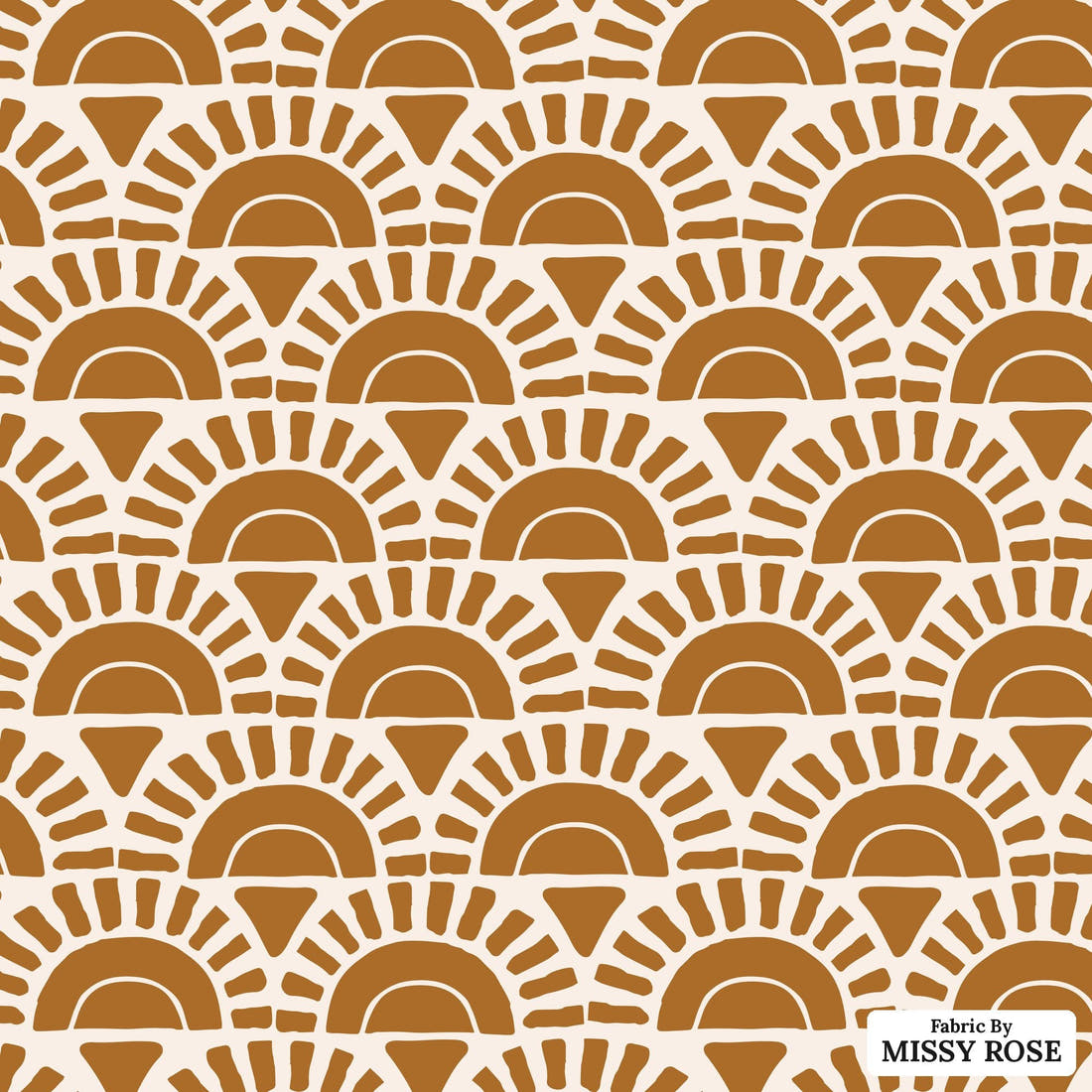 Indy Bloom Fabric Boho Sunshine in Brown 24 flat view of the printed design | Fabric by Missy Rose