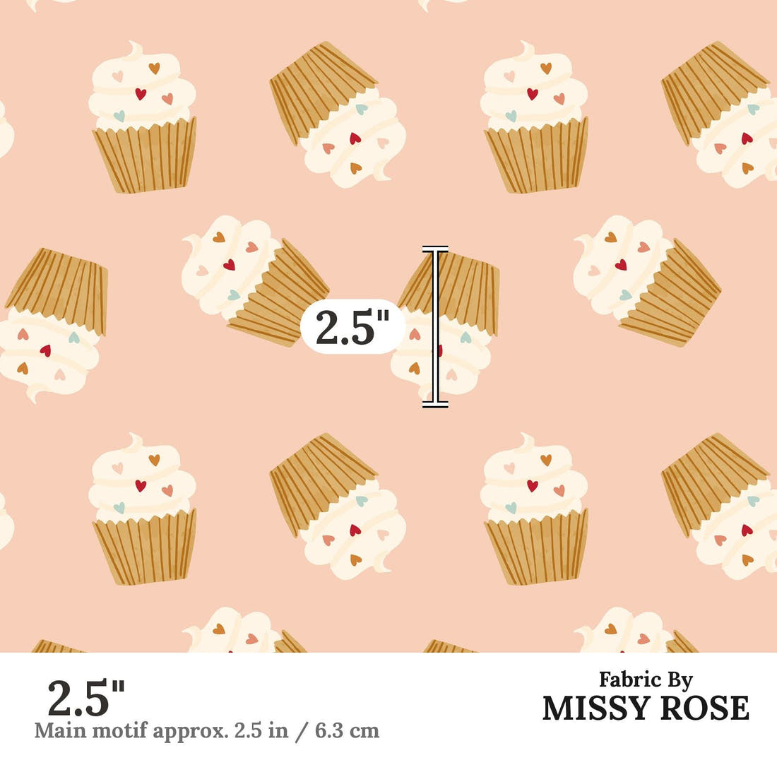 Indy Bloom Fabric Candy Crush Cuppy Cakes 02 2.5 inch print scale guide | Fabric by Missy Rose