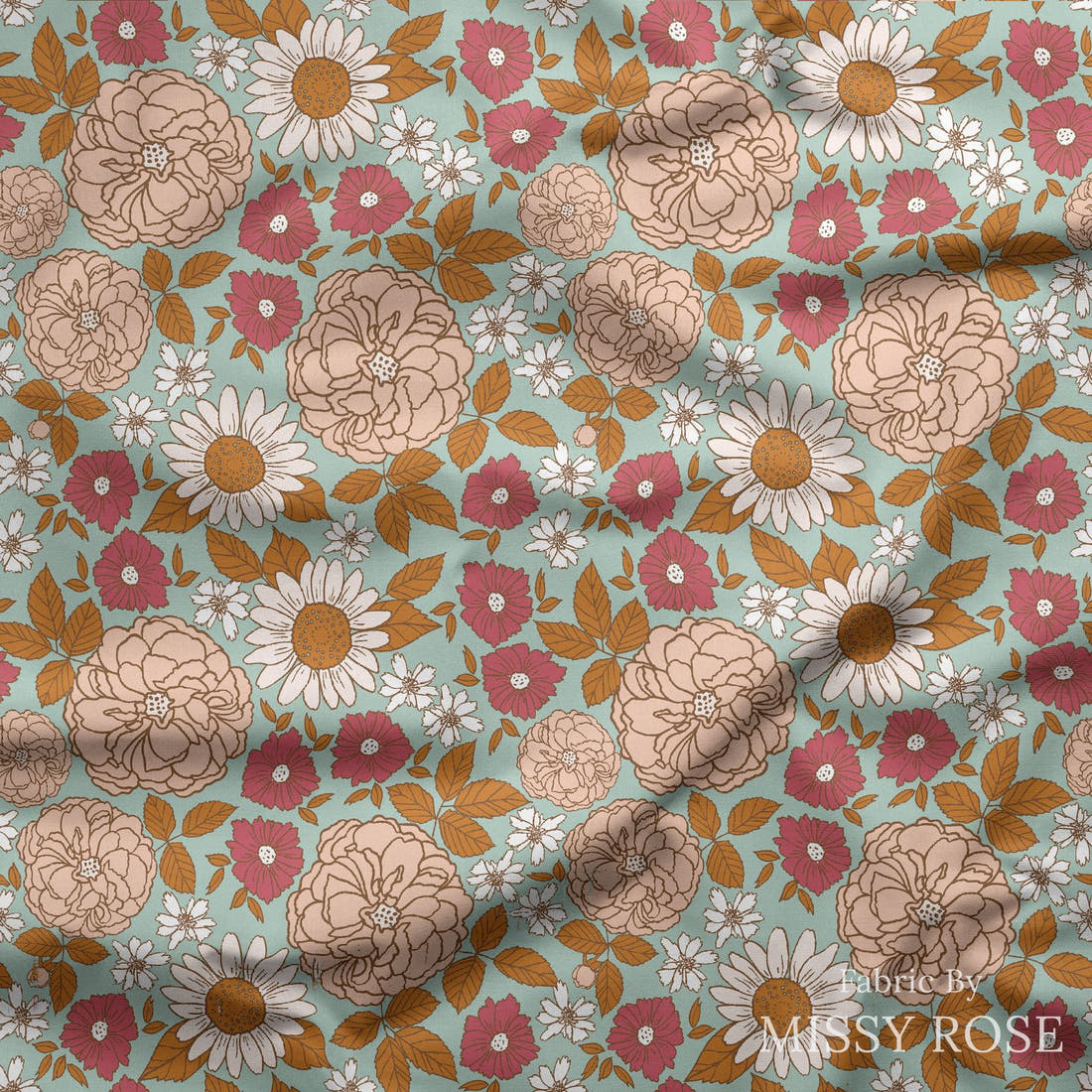 Indy Bloom Fabric Candy Crush Golden Girl in Valentine 01 draped fabric mockup - custom printed fabric by the metre | Fabric by Missy Rose