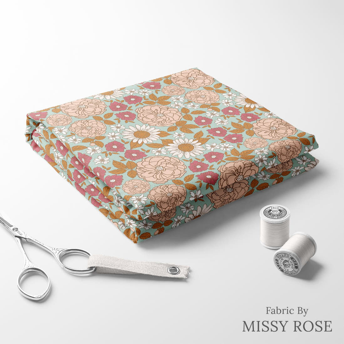 Indy Bloom Fabric Candy Crush Golden Girl in Valentine 01 folded fabric stack with matching thread - pre-order fabric Australia | Fabric by Missy Rose