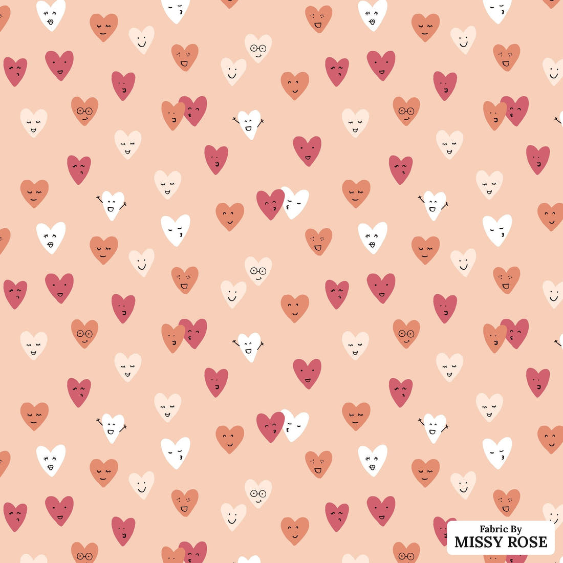 Indy Bloom Fabric Candy Crush Happy Hearts in Blush 06 flat view of the printed design | Fabric by Missy Rose
