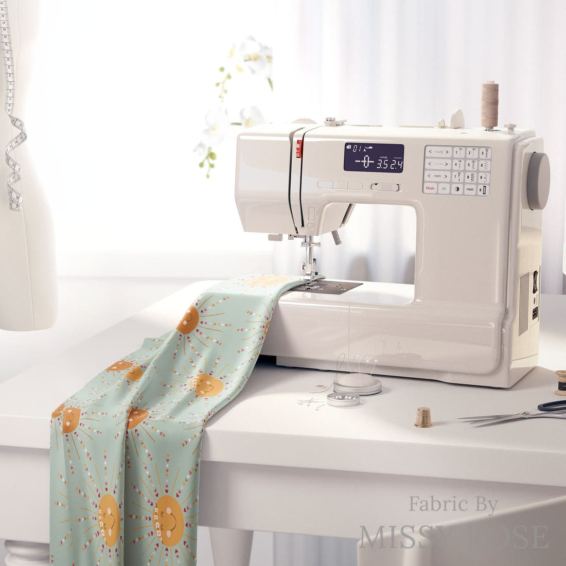 Indy Bloom Fabric Candy Crush Happy Hippy 07 fabric on a sewing machine - sew your own | Fabric by Missy Rose