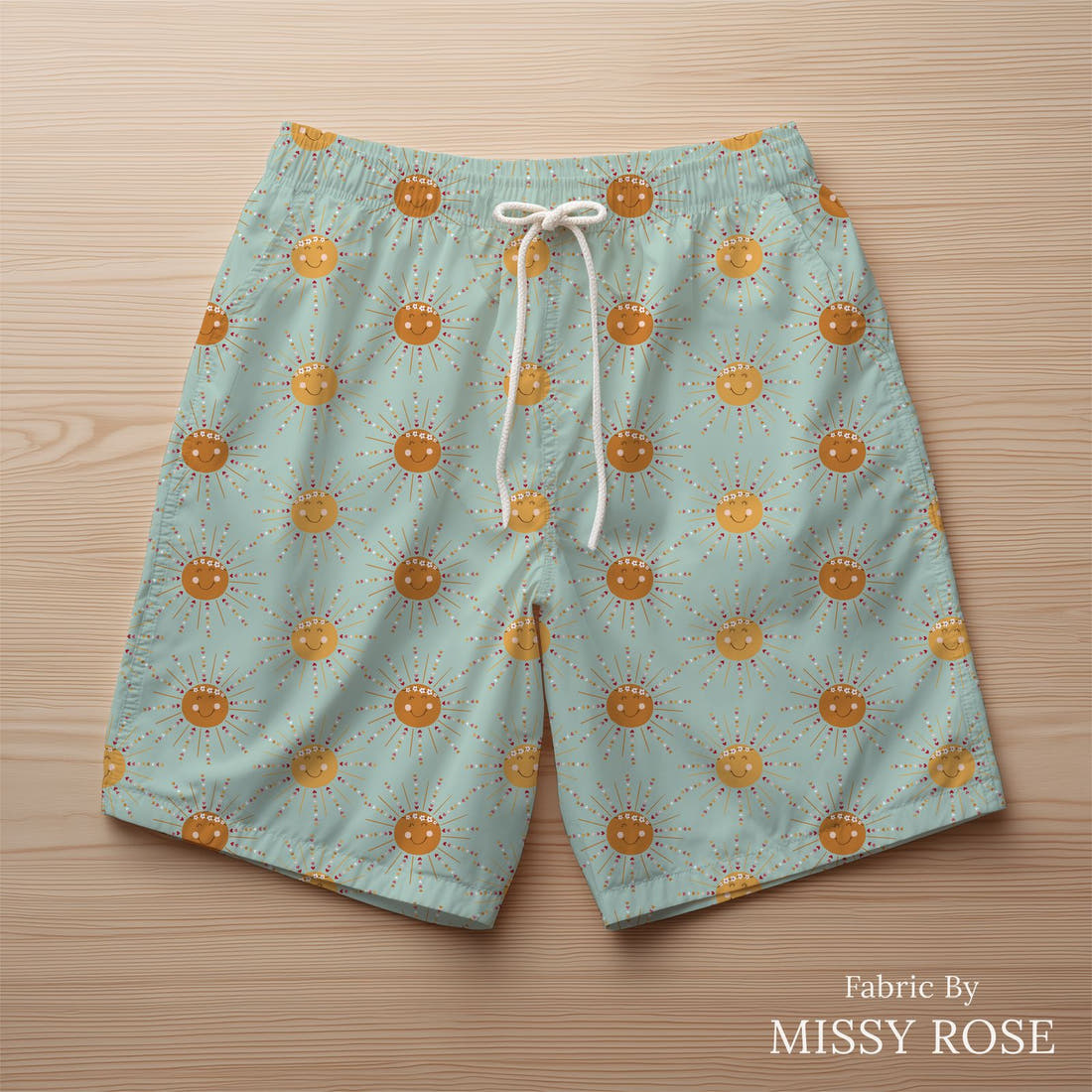 Indy Bloom Fabric Candy Crush Happy Hippy 07 sewn into swim shorts - custom printed fabric | Fabric by Missy Rose