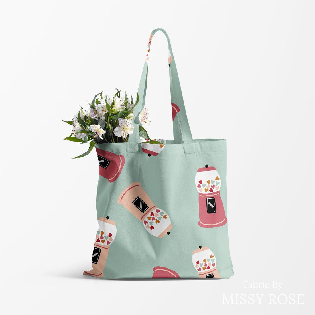 Indy Bloom Fabric Candy Crush Heart Machine 04 made up as a tote bag - custom printed fabric | Fabric by Missy Rose