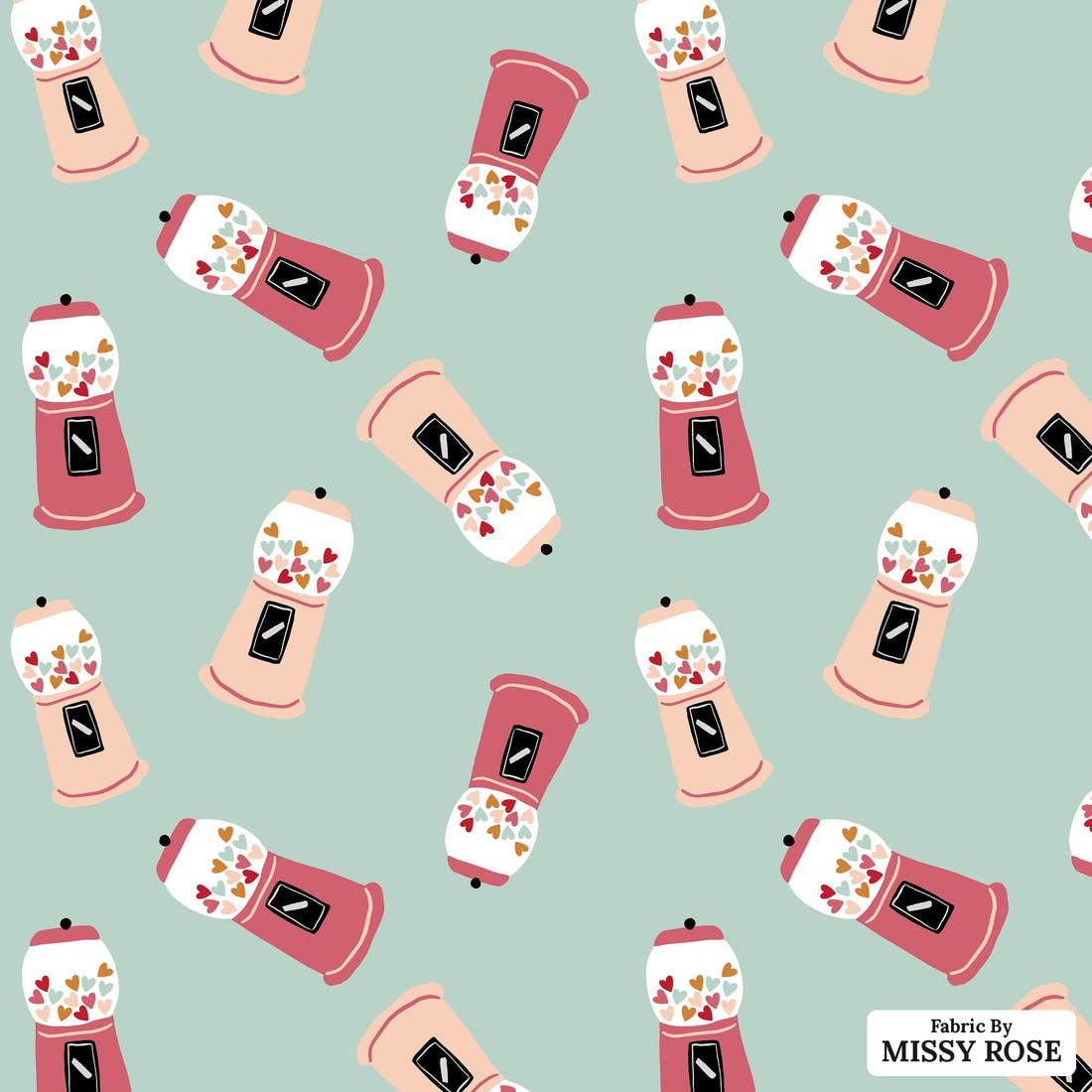 Indy Bloom Fabric Candy Crush Heart Machine 04 flat view of the printed design | Fabric by Missy Rose