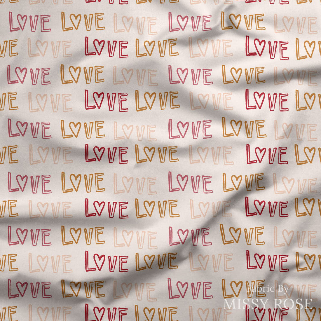 Indy Bloom Fabric Candy Crush Love 09 draped fabric mockup - custom printed fabric by the metre | Fabric by Missy Rose