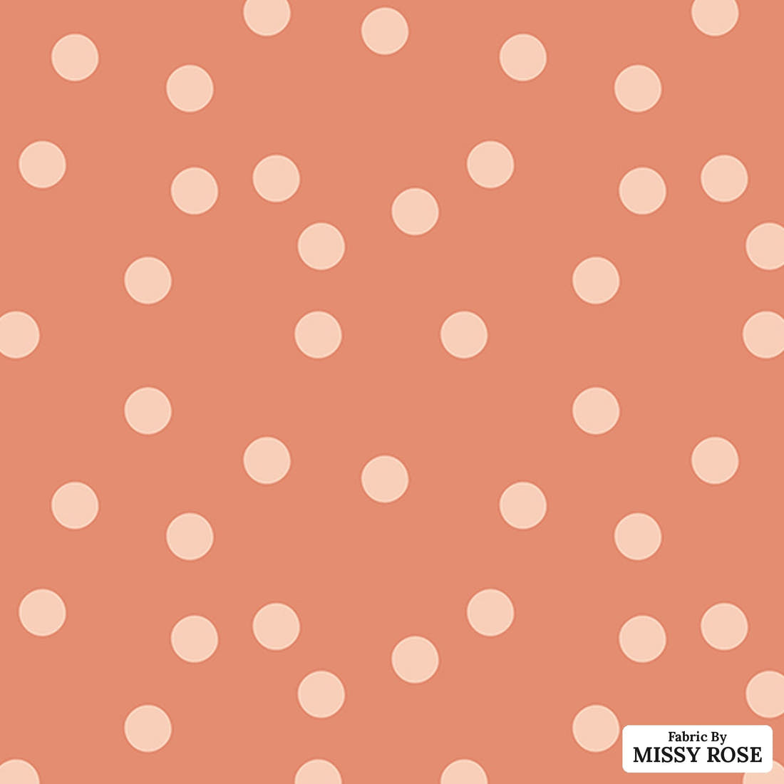 Indy Bloom Fabric Candy Crush Peach Polka on Coral 13 flat view of the printed design | Fabric by Missy Rose