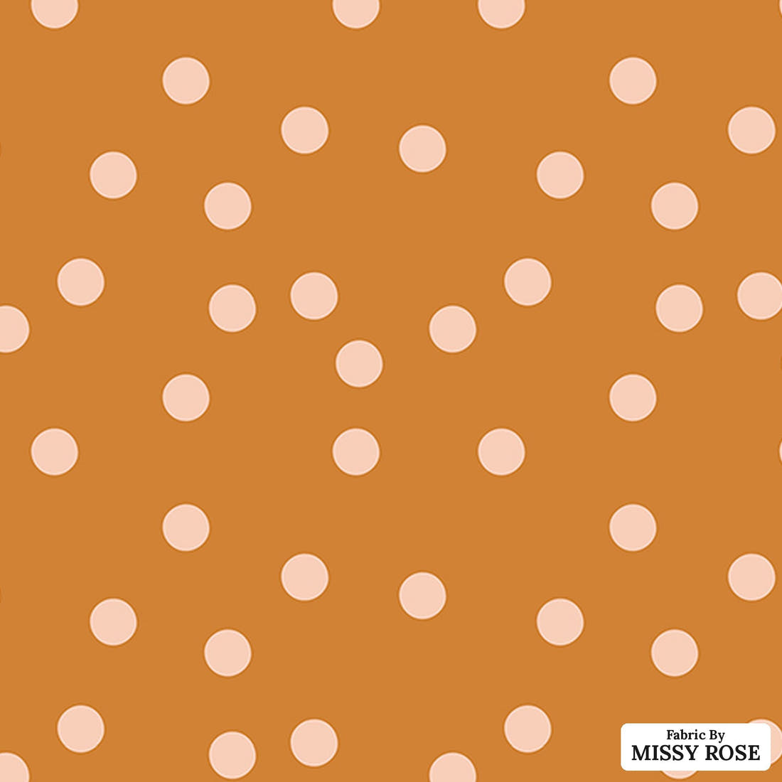 Indy Bloom Fabric Candy Crush Peach polka on Golden 15 flat view of the printed design | Fabric by Missy Rose
