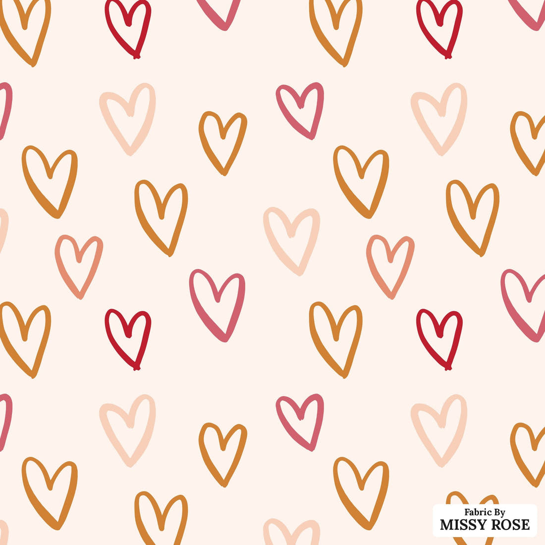 Indy Bloom Fabric Candy Crush Rainbow Hearts in Cream 11 flat view of the printed design | Fabric by Missy Rose