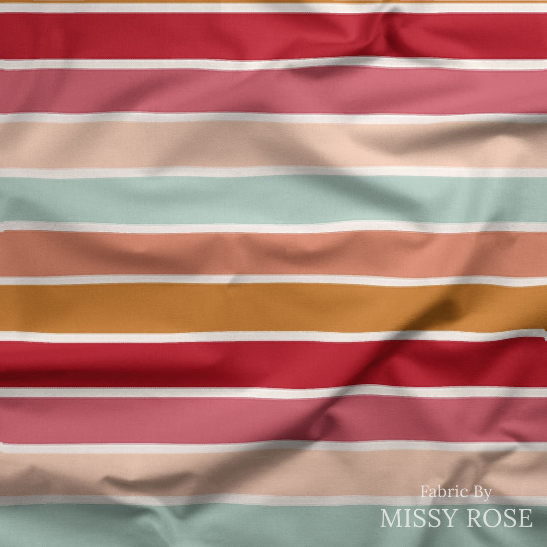 Indy Bloom Fabric Candy Crush Sunset Crush Stripe 12 draped fabric mockup - custom printed fabric by the metre | Fabric by Missy Rose