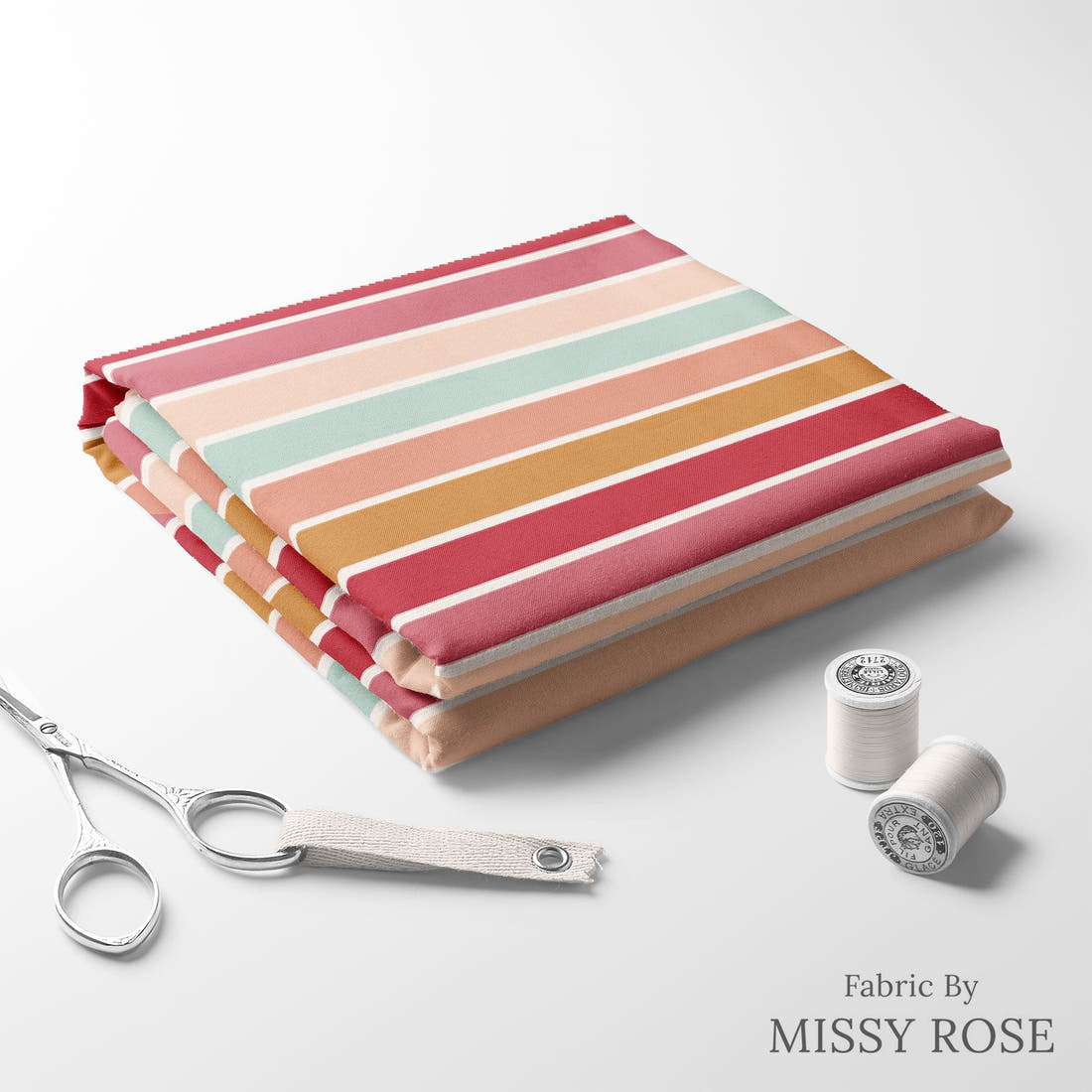 Indy Bloom Fabric Candy Crush Sunset Crush Stripe 12 folded fabric stack with matching thread - pre-order fabric Australia | Fabric by Missy Rose