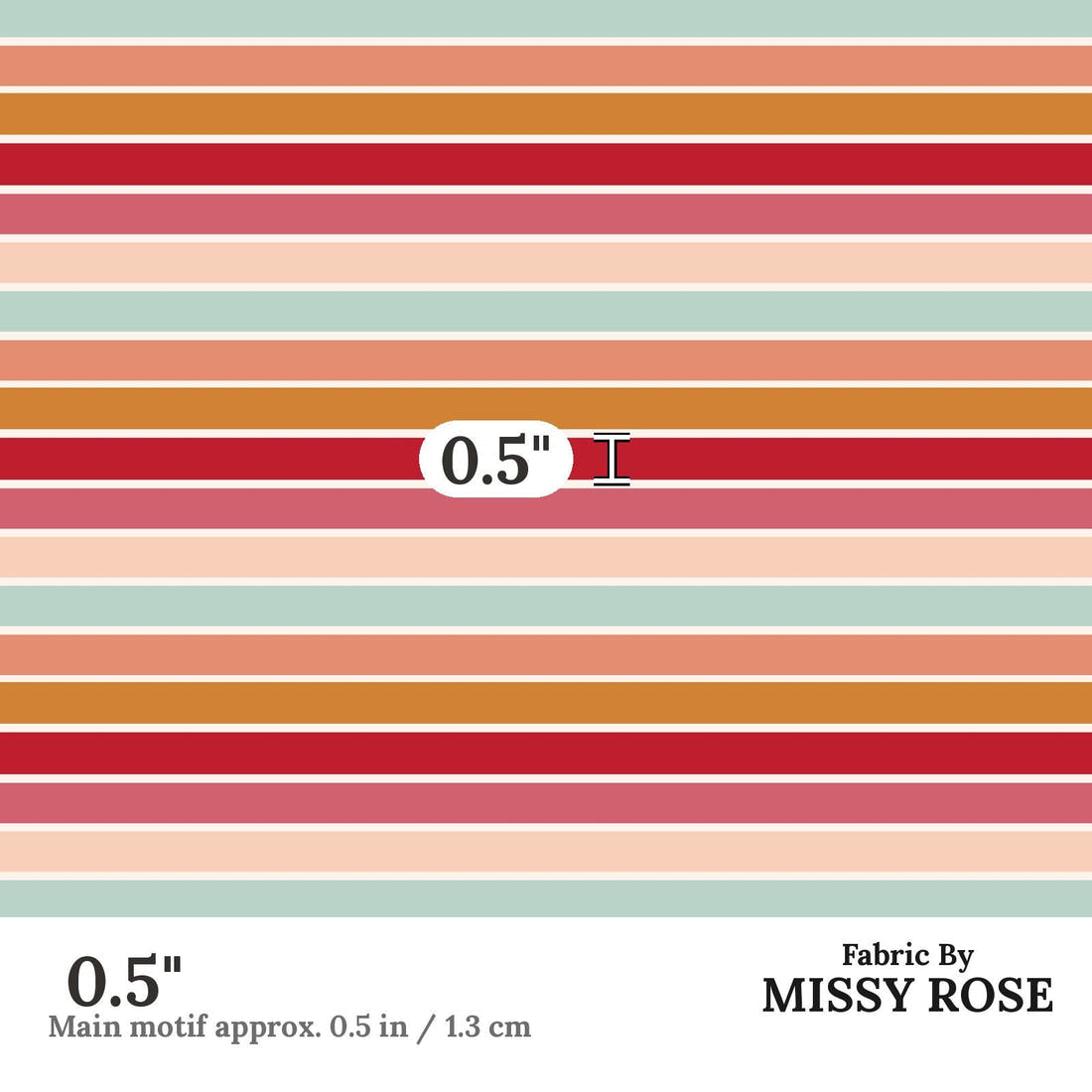 Indy Bloom Fabric Candy Crush Sunset Crush Stripe 12 0.5 inch print scale guide | Fabric by Missy Rose