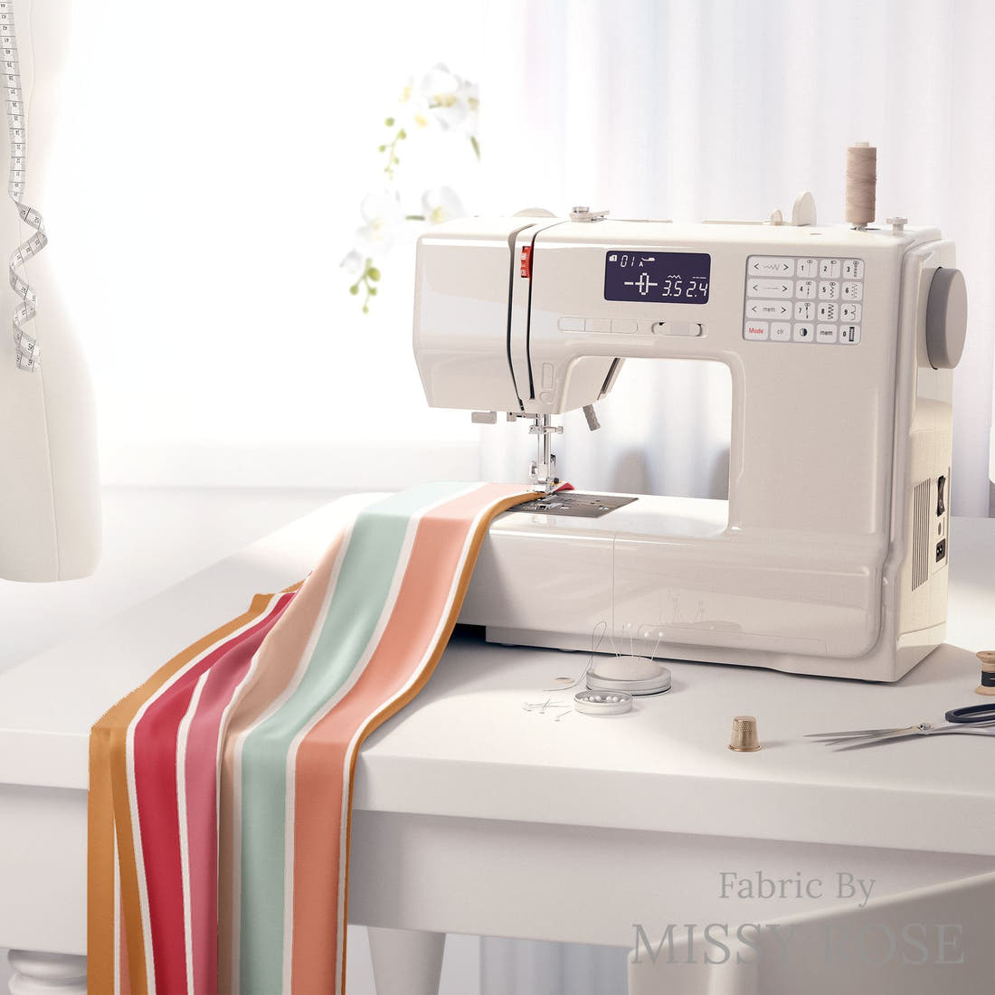 Indy Bloom Fabric Candy Crush Sunset Crush Stripe 12 fabric on a sewing machine - sew your own | Fabric by Missy Rose