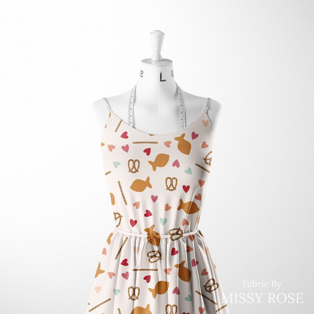 Indy Bloom Fabric Candy Crush Valentine Snax 10 sewn into a women's dress - custom printed fabric | Fabric by Missy Rose