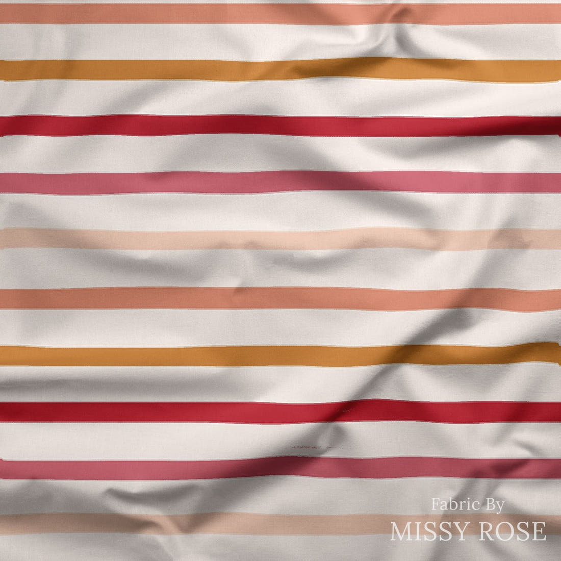 Indy Bloom Fabric Candy Crush Valentine Stripes on Cream 14 draped fabric mockup - custom printed fabric by the metre | Fabric by Missy Rose