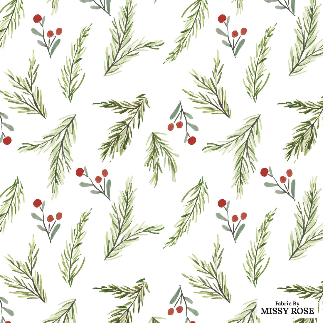 Indy Bloom Fabric Christmas Branch 03 flat view of the printed design | Fabric by Missy Rose