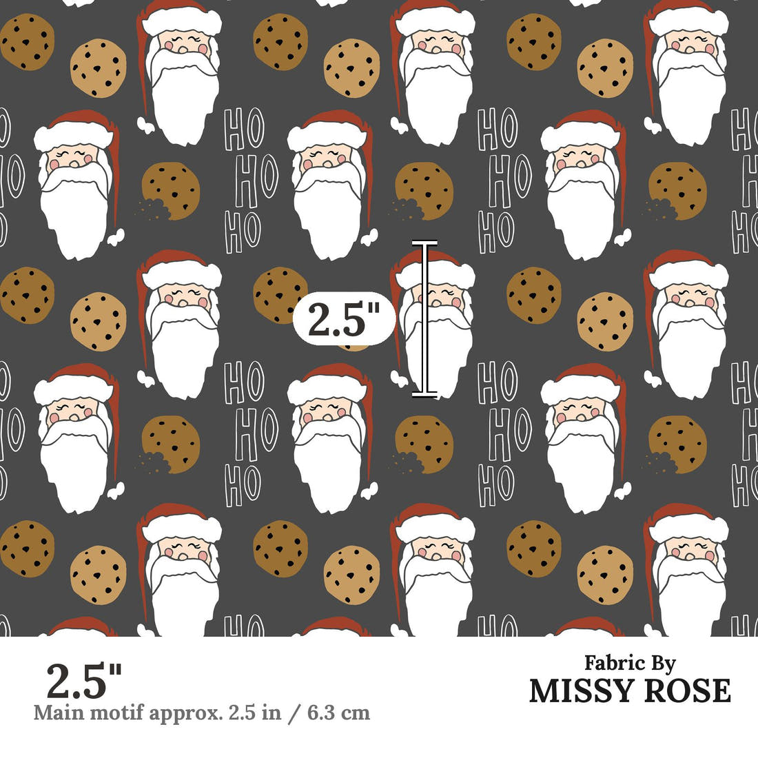 Indy Bloom Fabric Christmas Cookies 22 2.5 inch print scale guide | Fabric by Missy Rose