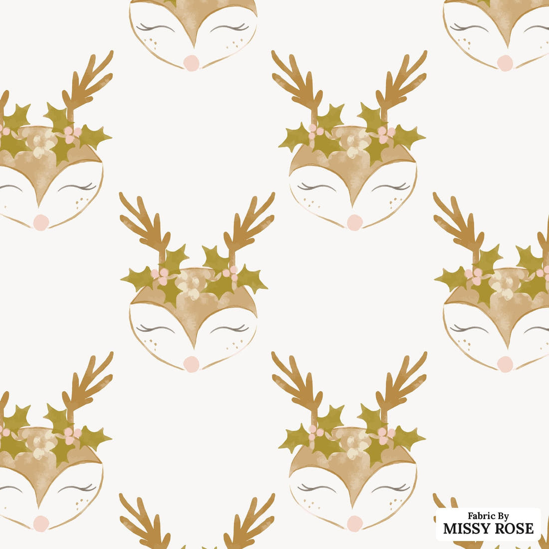 Indy Bloom Fabric Christmas Deer 19 flat view of the printed design | Fabric by Missy Rose