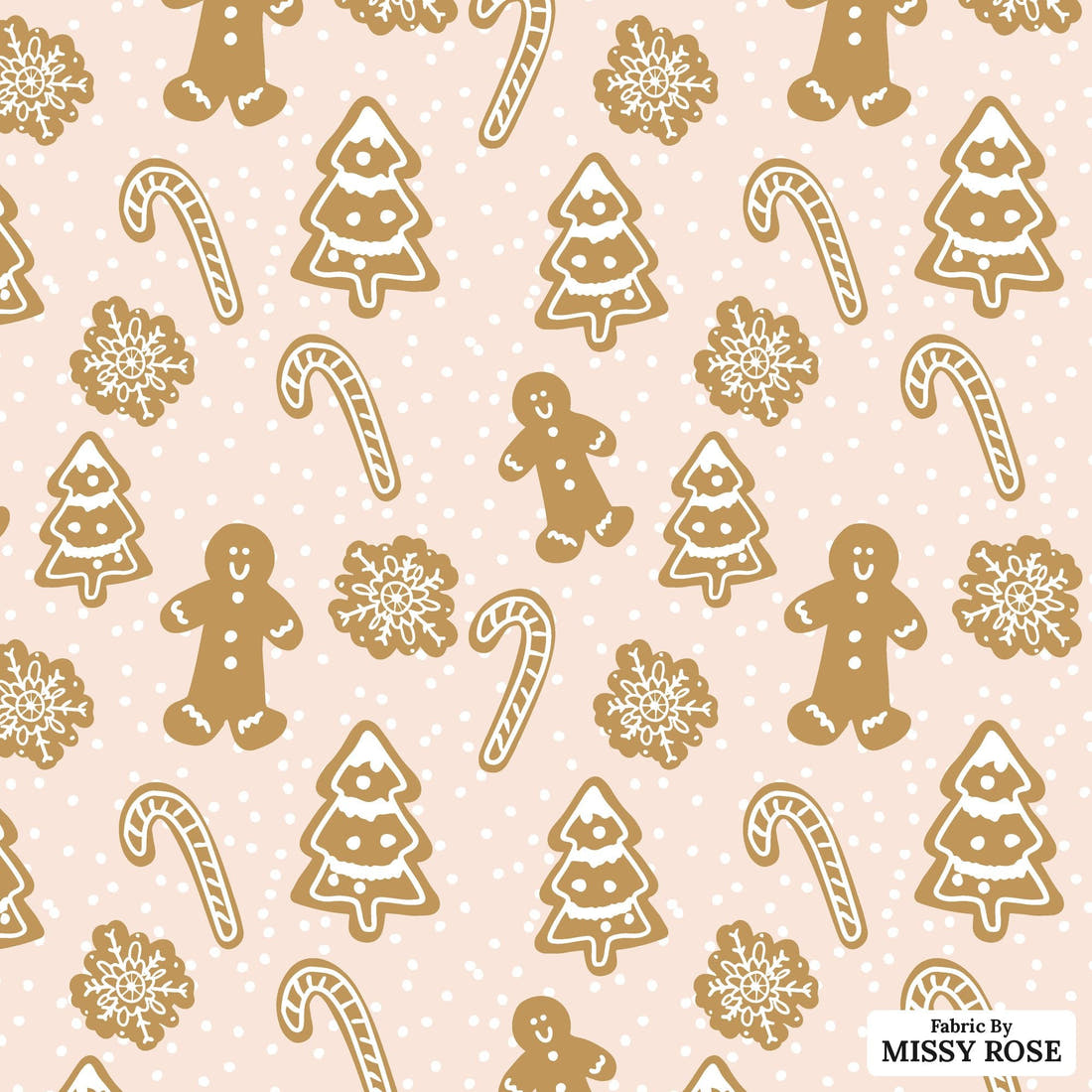 Indy Bloom Fabric Christmas Gingerbread 08 flat view of the printed design | Fabric by Missy Rose