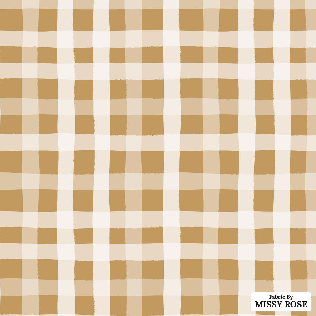 Indy Bloom Fabric Christmas Gingham in Gold 52 flat view of the printed design | Fabric by Missy Rose