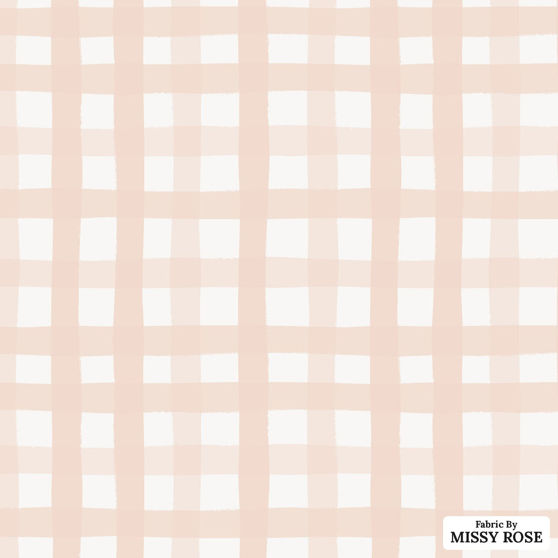 Indy Bloom Fabric Christmas Gingham in White/Blush 50 flat view of the printed design | Fabric by Missy Rose