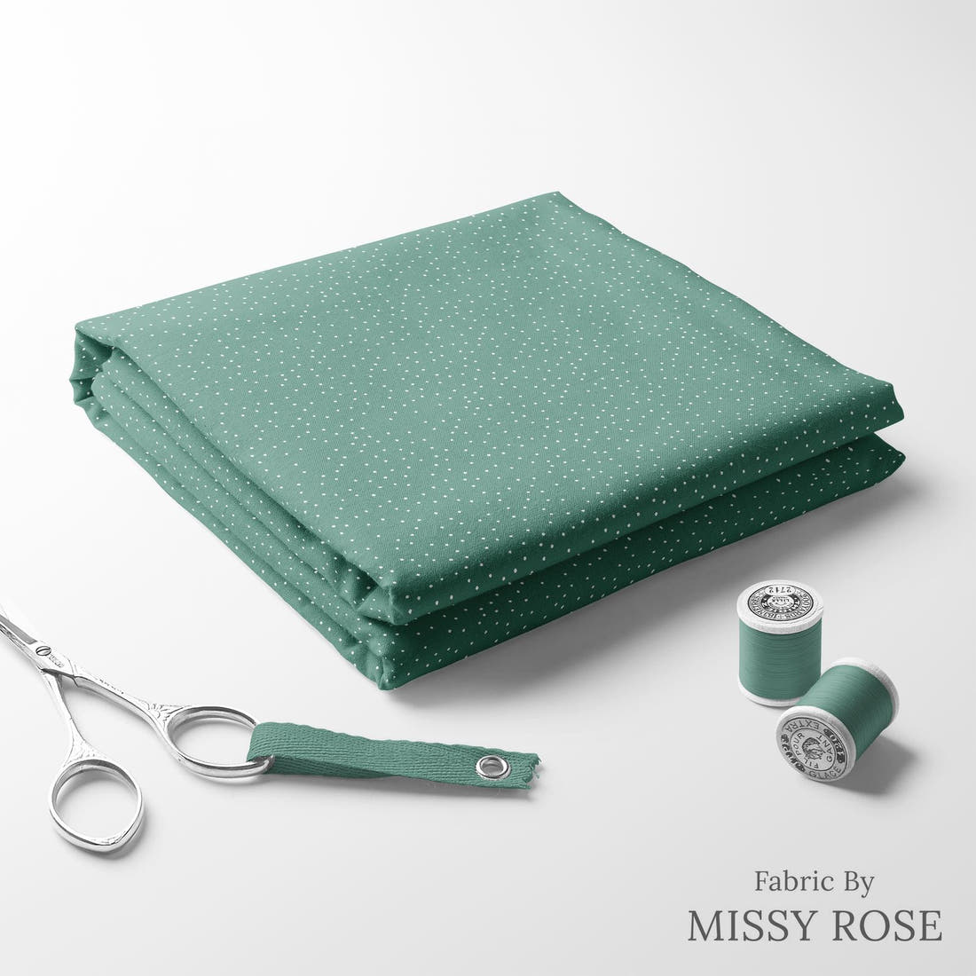 Indy Bloom Fabric Christmas Green Snow 43 folded fabric stack with matching thread - pre-order fabric Australia | Fabric by Missy Rose