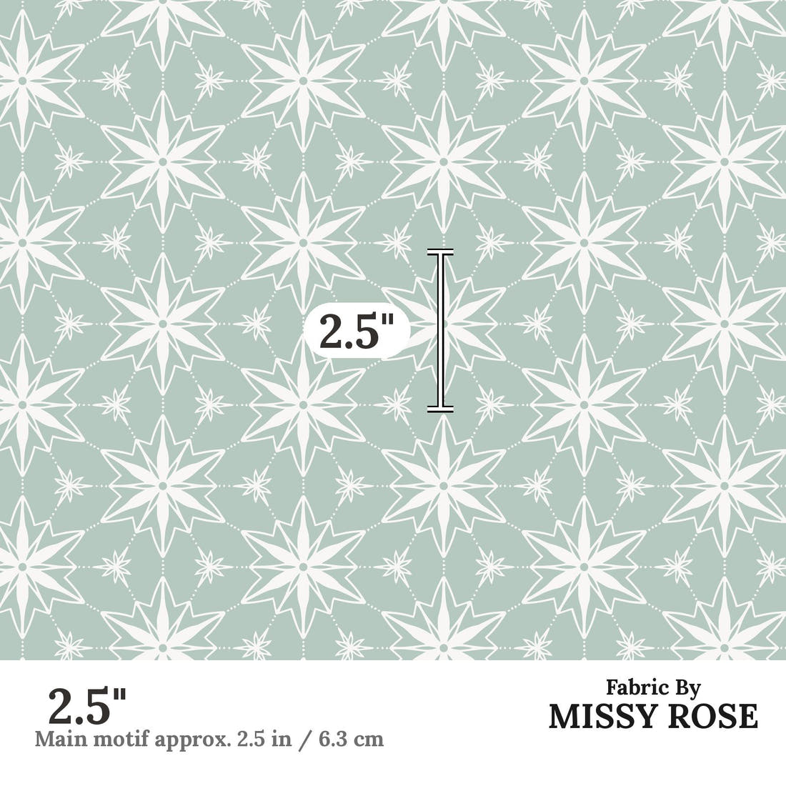 Indy Bloom Fabric Christmas Ornament stars in Ice 13 2.5 inch print scale guide | Fabric by Missy Rose