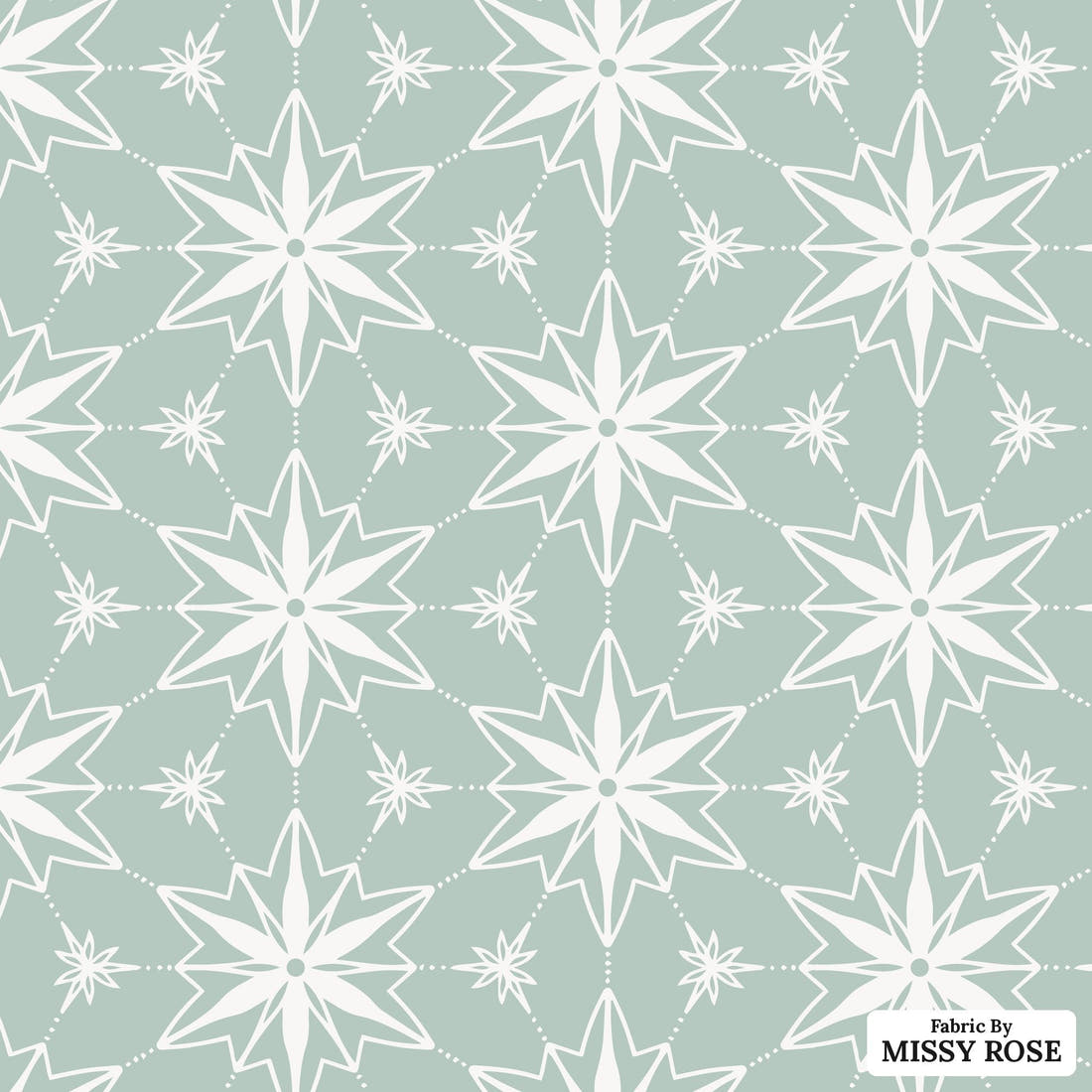 Indy Bloom Fabric Christmas Ornament stars in Ice 13 flat view of the printed design | Fabric by Missy Rose