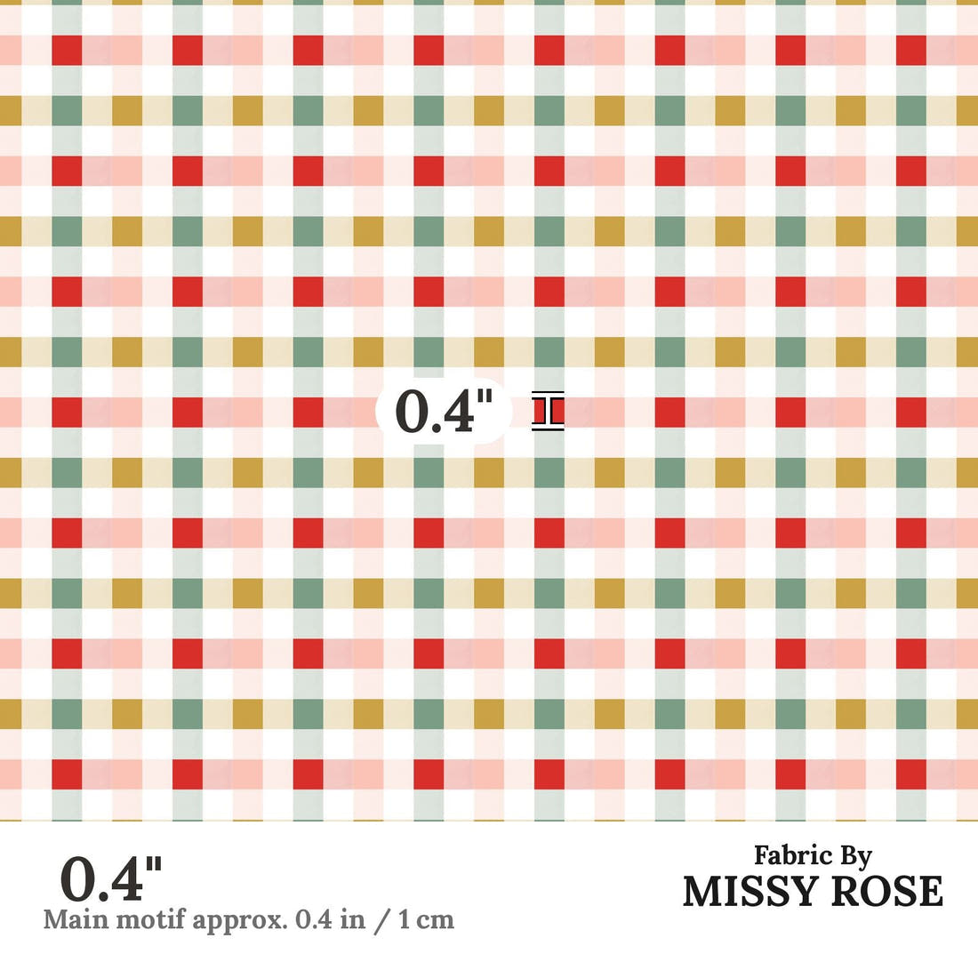 Indy Bloom Fabric Christmas Rainbow Gingham 40 0.4 inch print scale guide | Fabric by Missy Rose