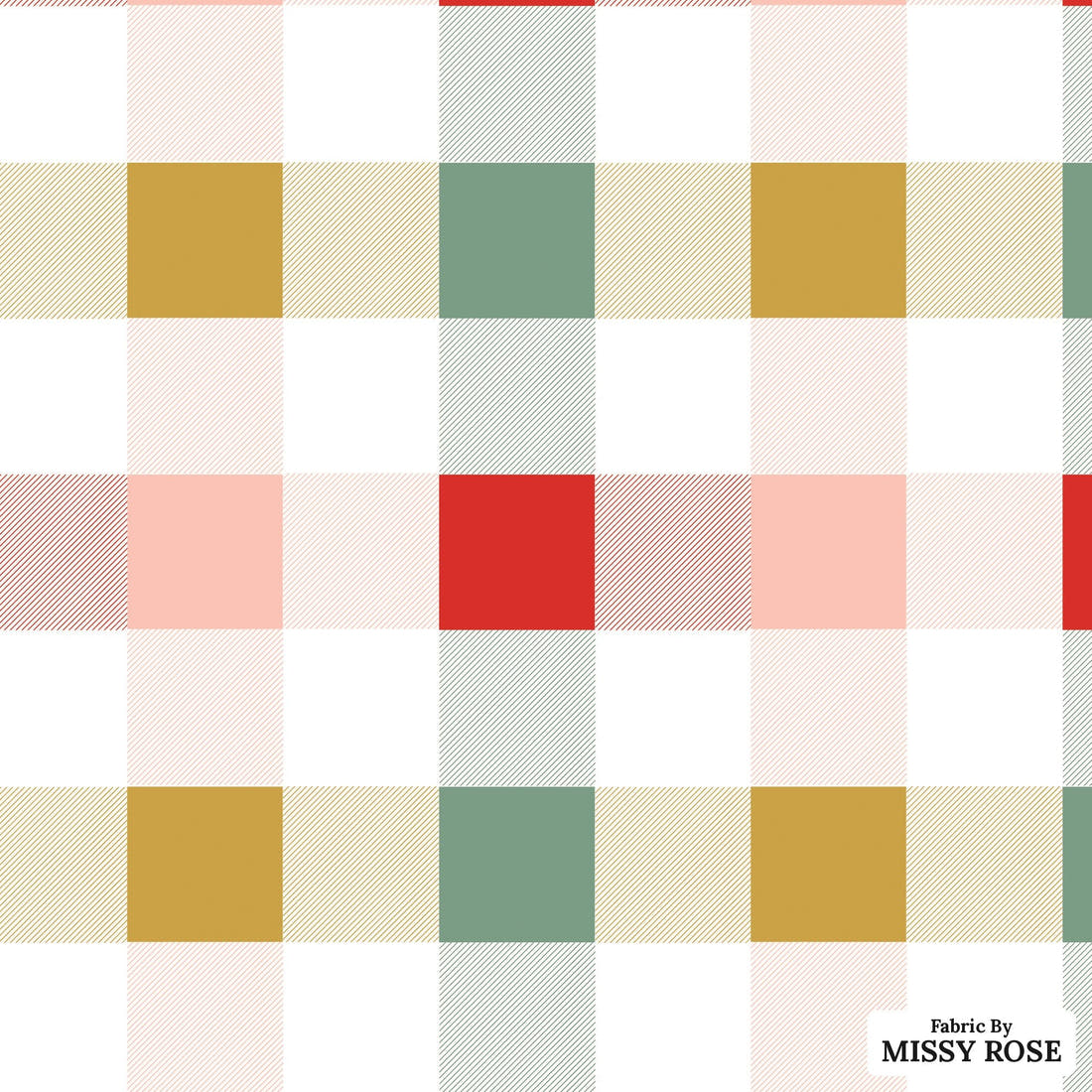 Indy Bloom Fabric Christmas Rainbow Gingham 40 flat view of the printed design | Fabric by Missy Rose