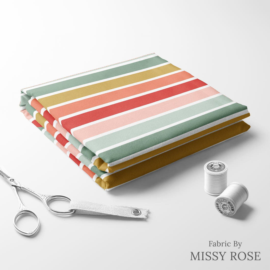 Indy Bloom Fabric Christmas Rainbow Stripes 42 folded fabric stack with matching thread - pre-order fabric Australia | Fabric by Missy Rose