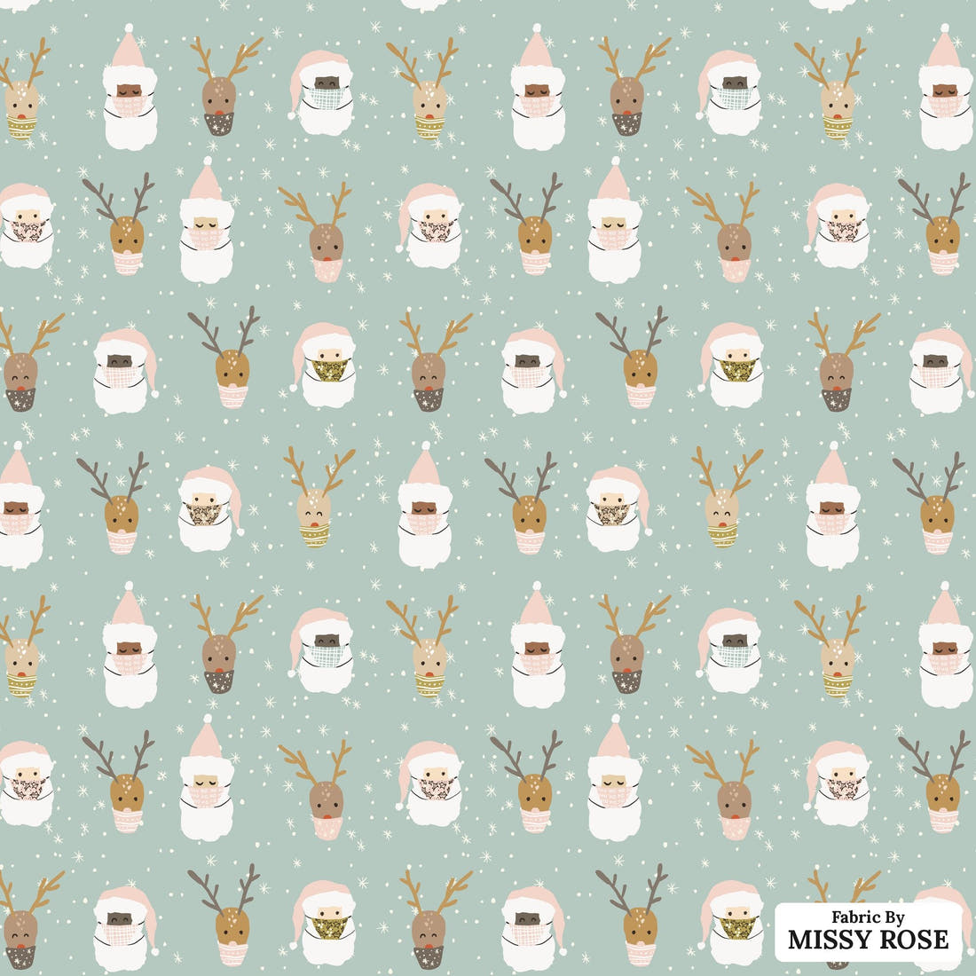 Indy Bloom Fabric Christmas Santa 11 flat view of the printed design | Fabric by Missy Rose