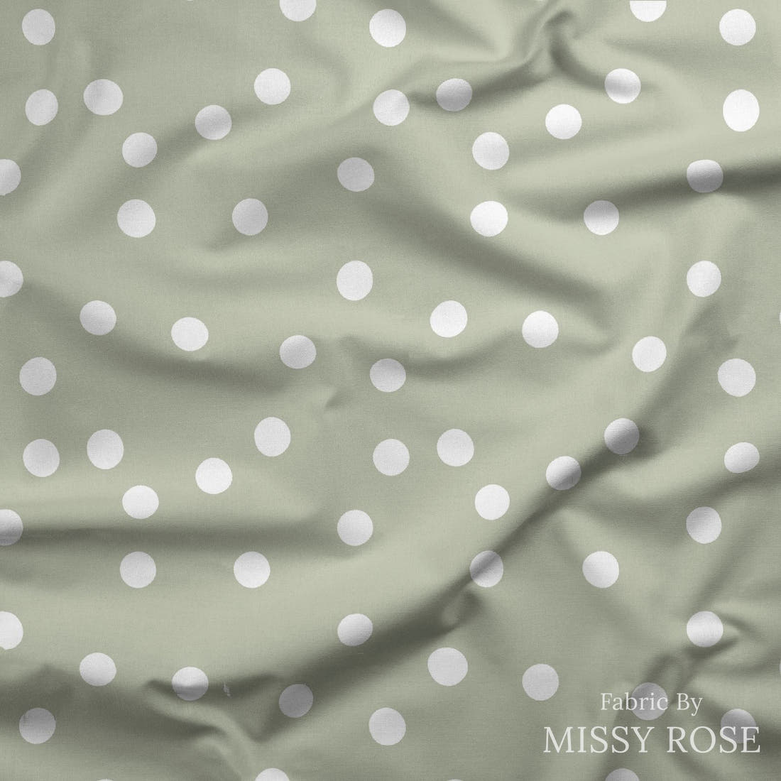 Indy Bloom Fabric Daisy Dreams Dots on Sage 12 draped fabric mockup - custom printed fabric by the metre | Fabric by Missy Rose