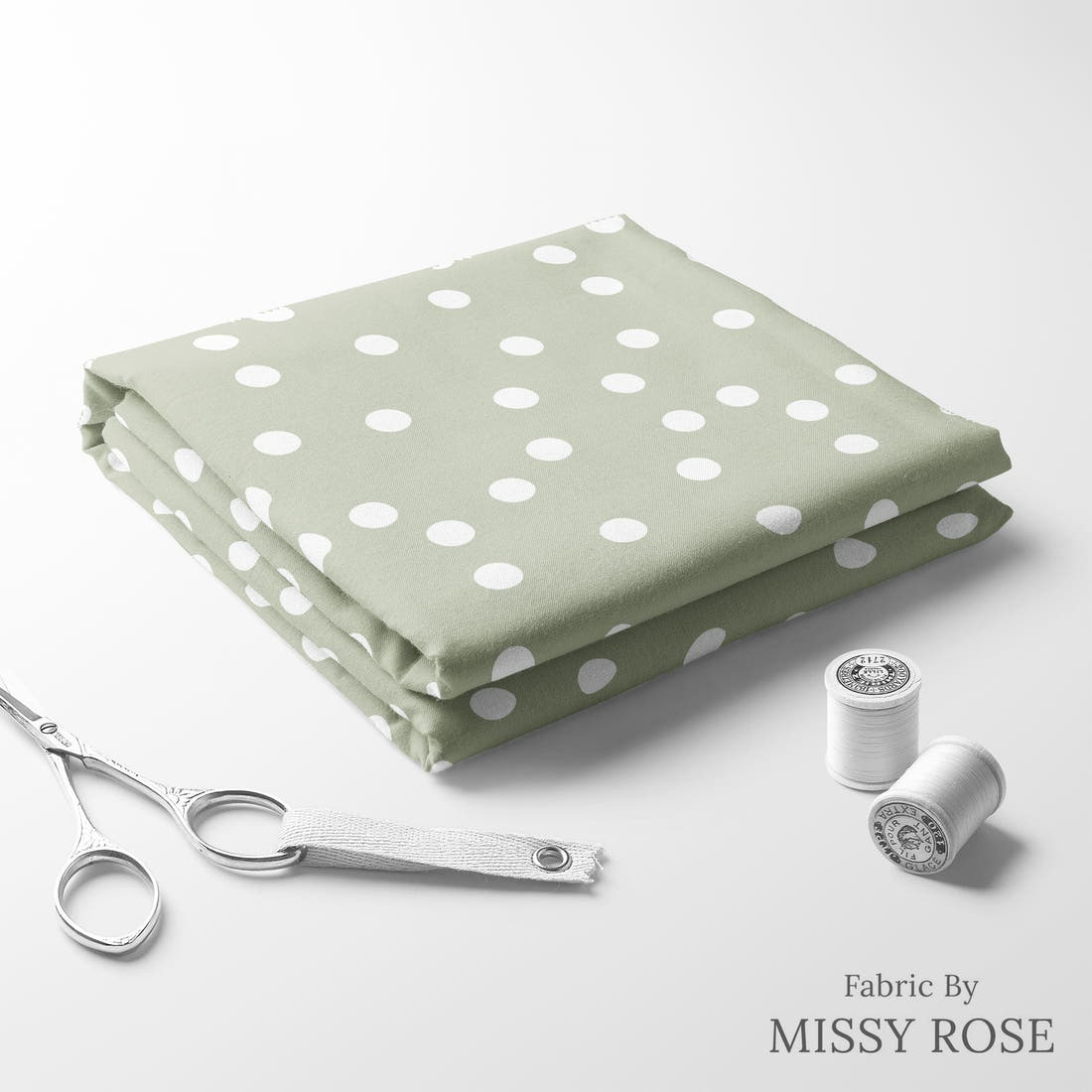 Indy Bloom Fabric Daisy Dreams Dots on Sage 12 folded fabric stack with matching thread - pre-order fabric Australia | Fabric by Missy Rose
