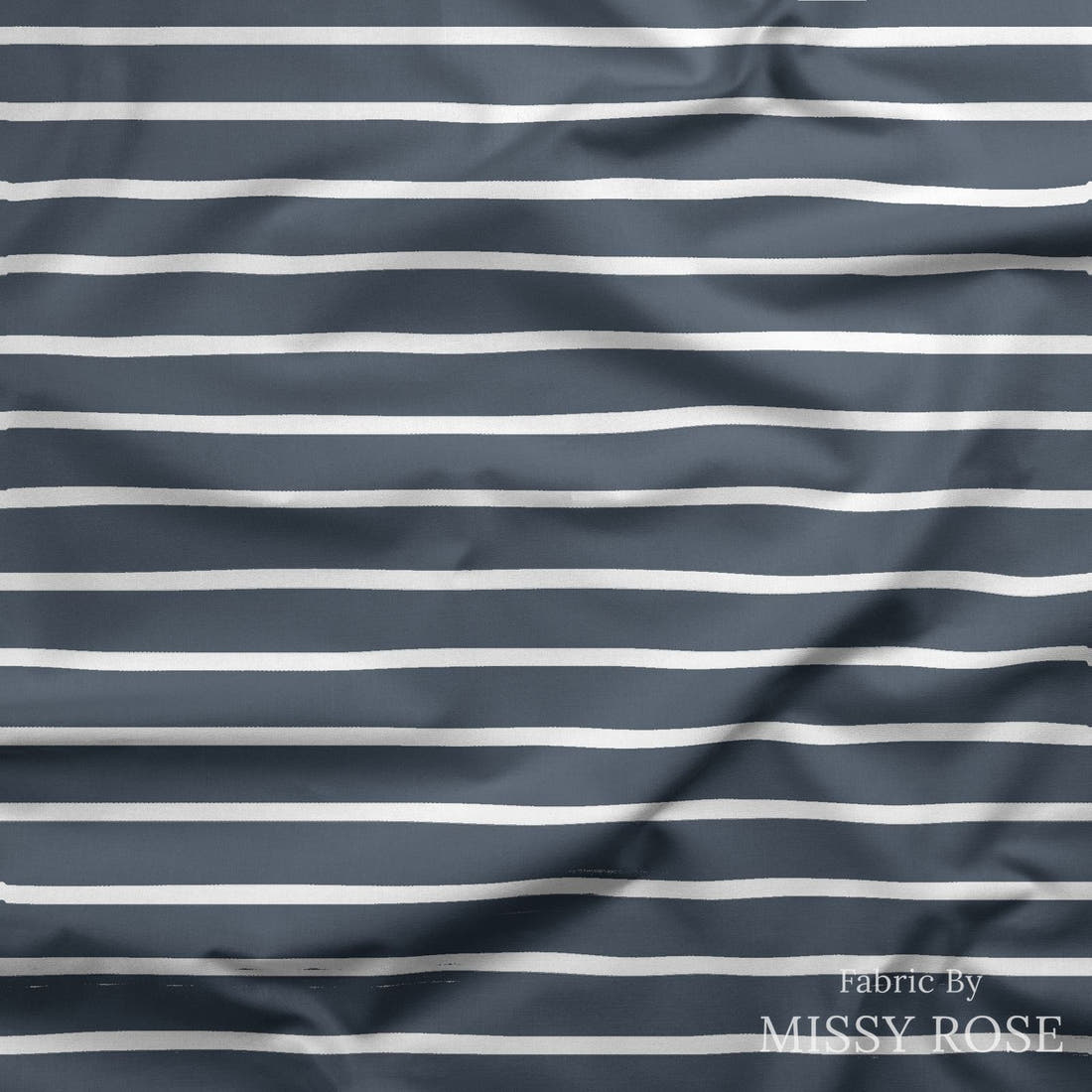 Indy Bloom Fabric Daisy Dreams Stripe on Navy 07 draped fabric mockup - custom printed fabric by the metre | Fabric by Missy Rose