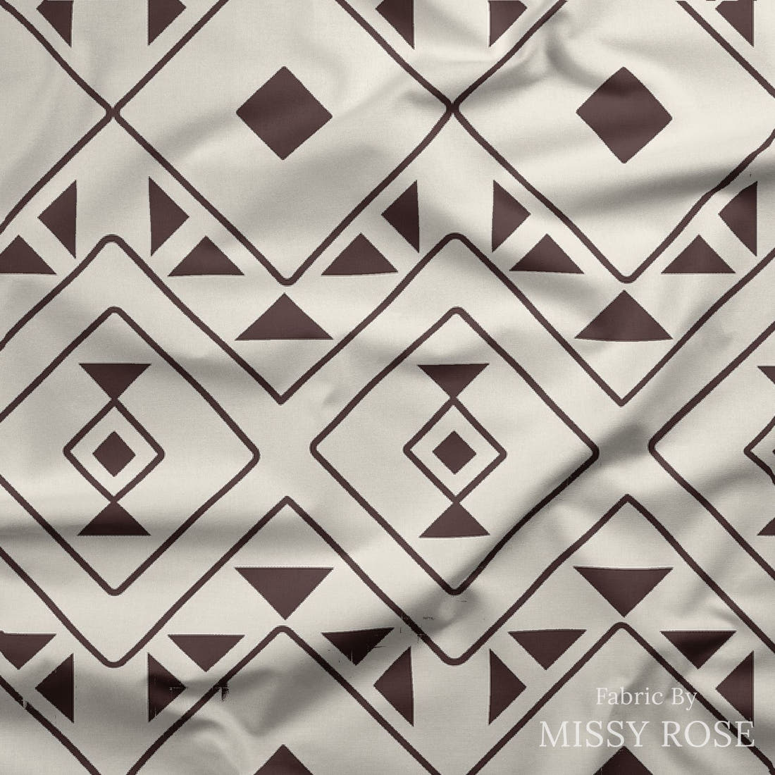 Indy Bloom Fabric Desert Rose Aztec Maroon 12 draped fabric mockup - custom printed fabric by the metre | Fabric by Missy Rose