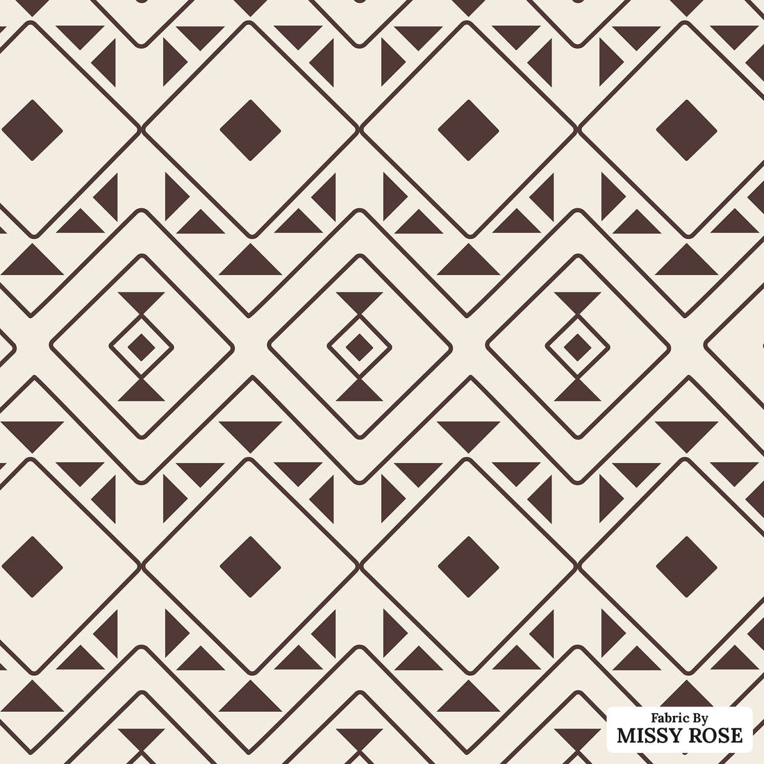 Indy Bloom Fabric Desert Rose Aztec Maroon 12 flat view of the printed design | Fabric by Missy Rose