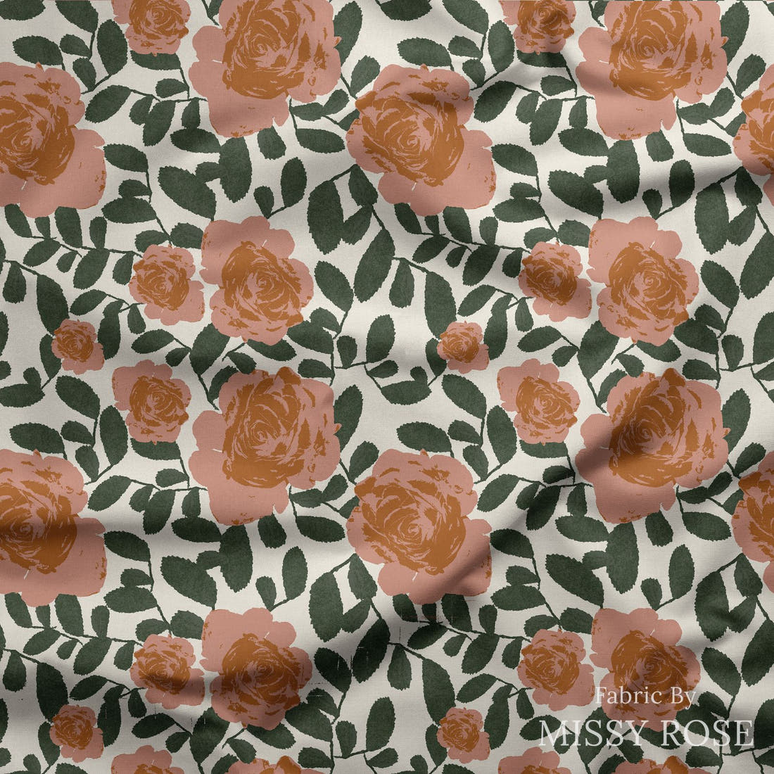 Indy Bloom Fabric Desert Rose Beige 05 draped fabric mockup - custom printed fabric by the metre | Fabric by Missy Rose
