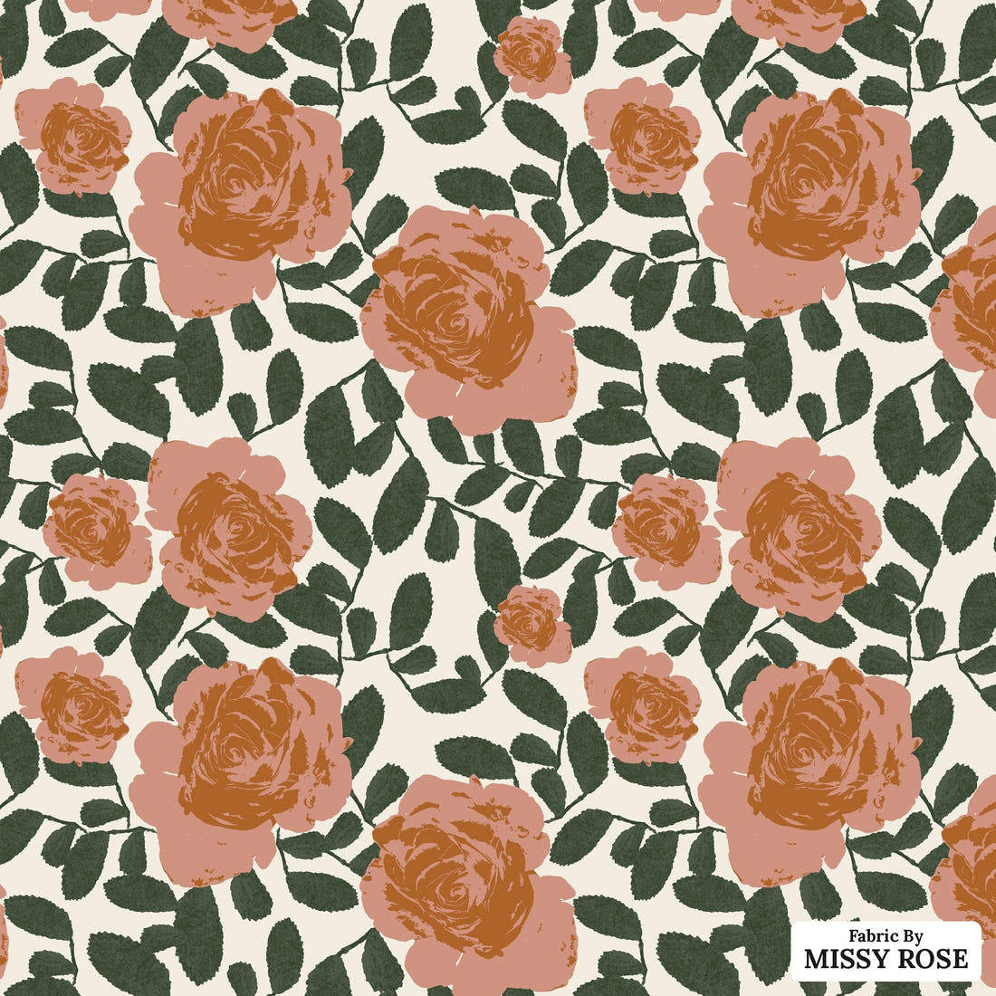 Indy Bloom Fabric Desert Rose Beige 05 flat view of the printed design | Fabric by Missy Rose