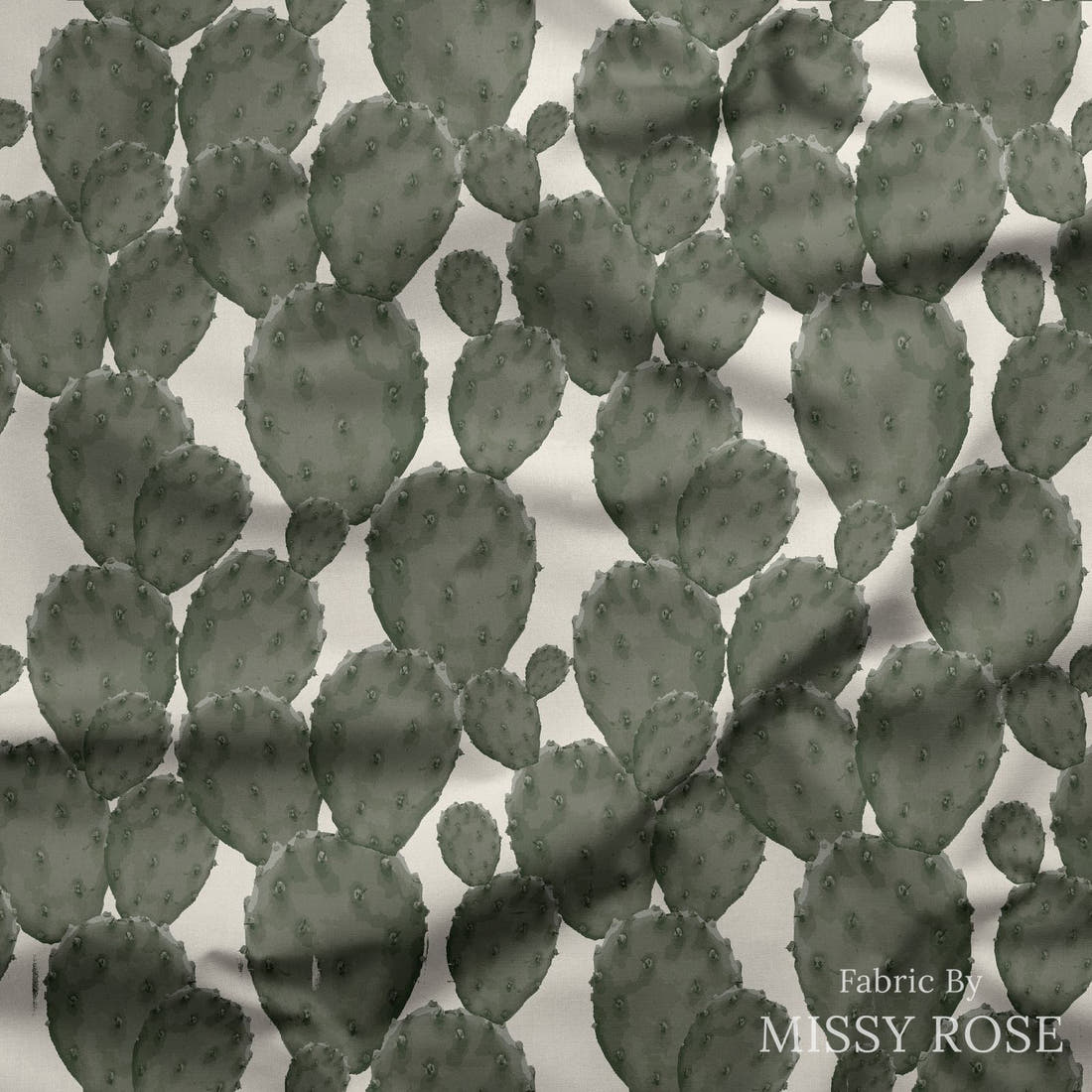 Indy Bloom Fabric Desert Rose Cactus Green 03 draped fabric mockup - custom printed fabric by the metre | Fabric by Missy Rose