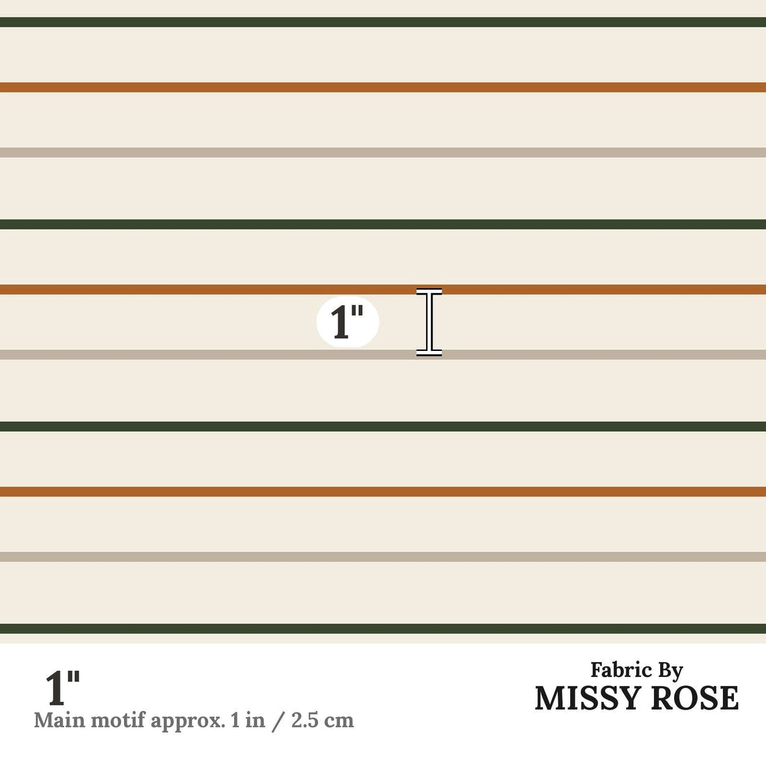 Indy Bloom Fabric Desert Rose Clay Stripe 08 1 inch print scale guide | Fabric by Missy Rose