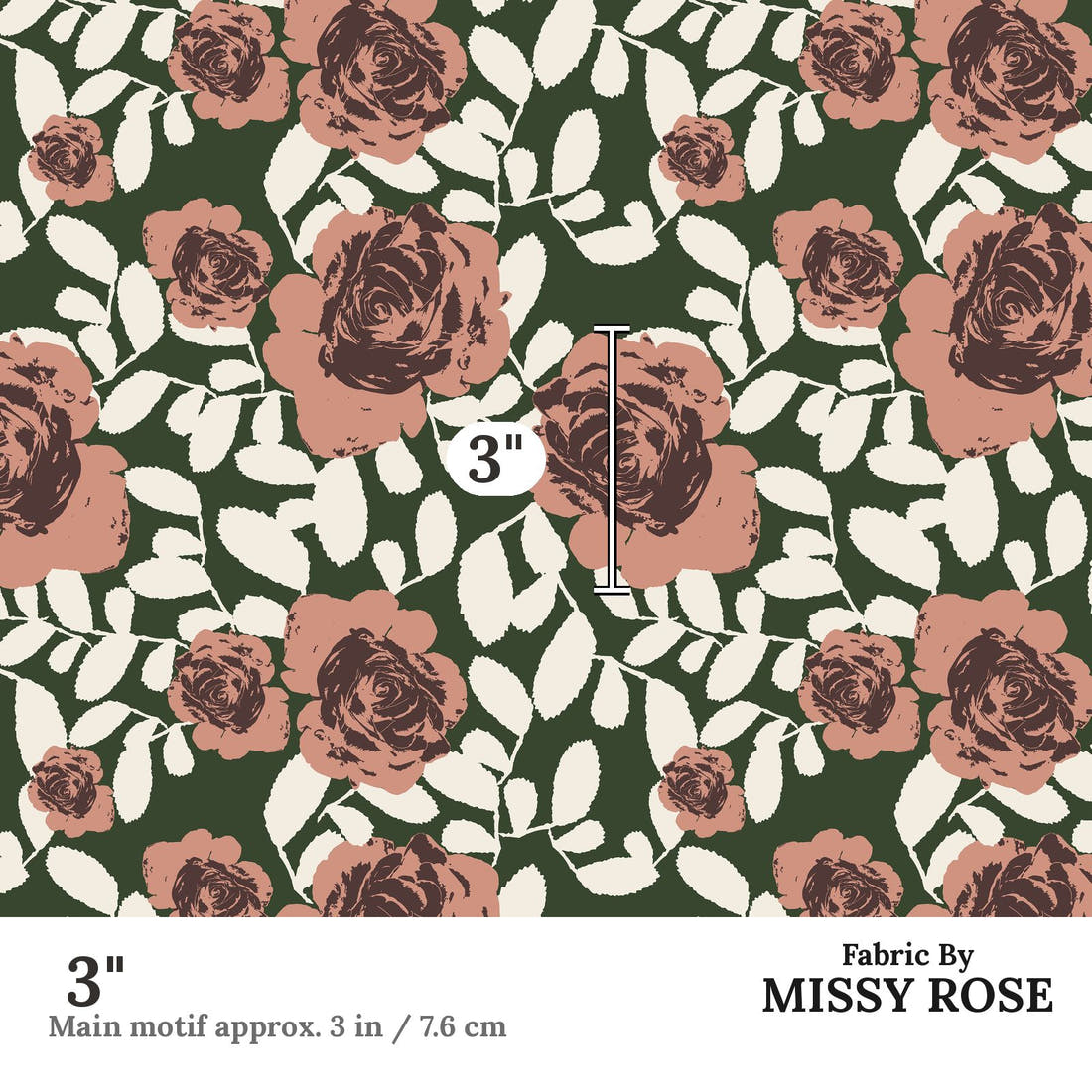 Indy Bloom Fabric Desert Rose Garden 06 3 inch print scale guide | Fabric by Missy Rose