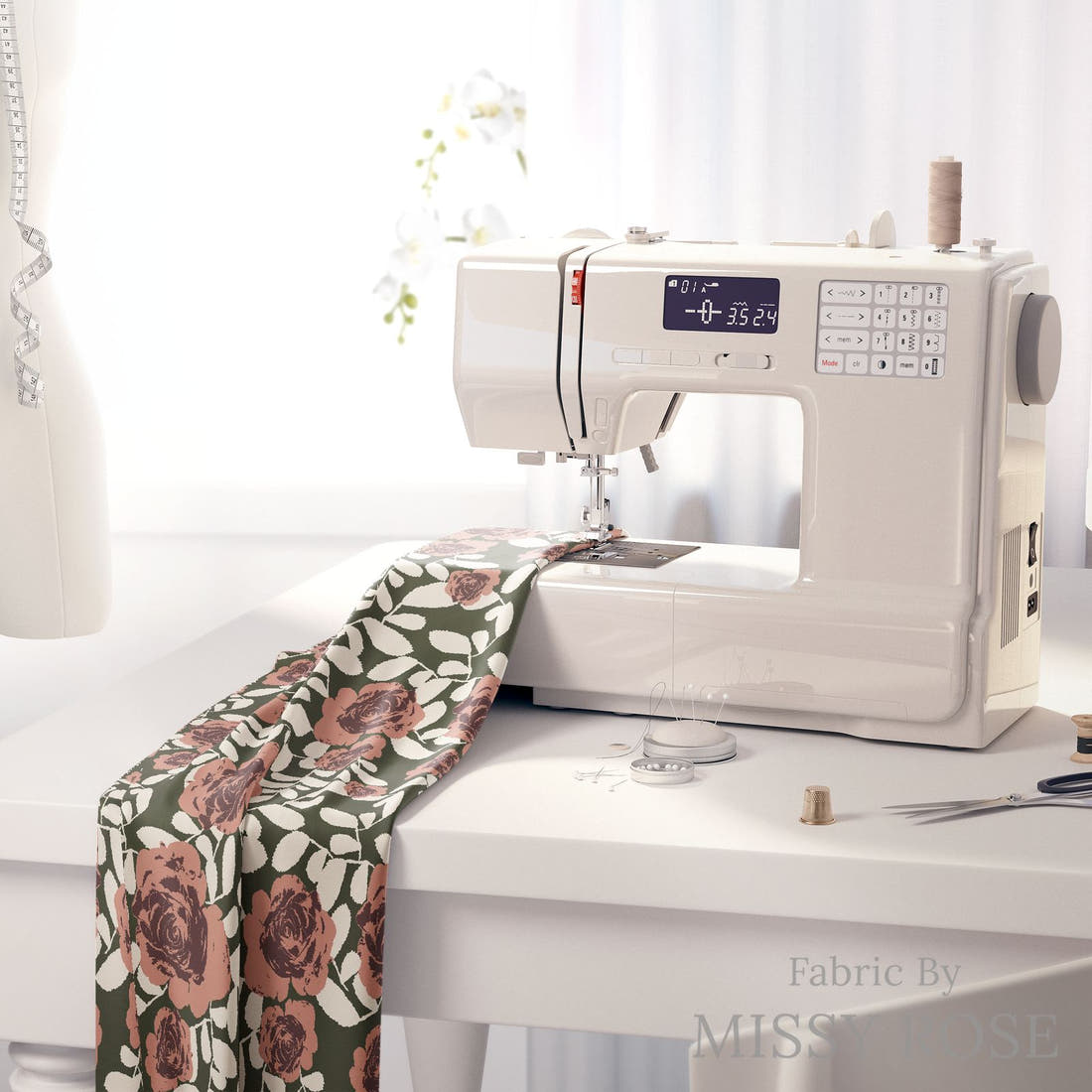 Indy Bloom Fabric Desert Rose Garden 06 fabric on a sewing machine - sew your own | Fabric by Missy Rose