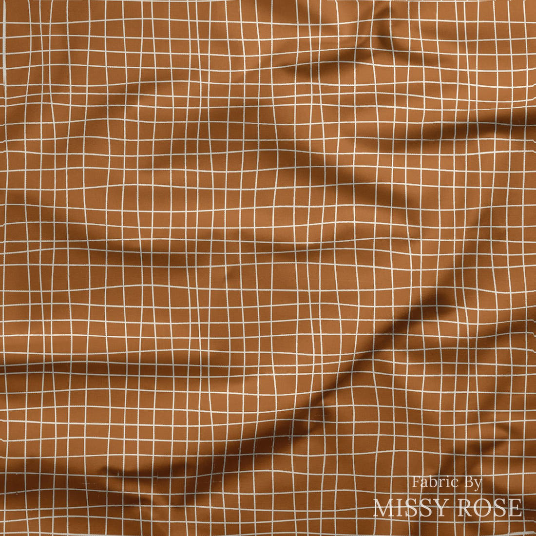 Indy Bloom Fabric Desert Rose Grid Copper 13 draped fabric mockup - custom printed fabric by the metre | Fabric by Missy Rose