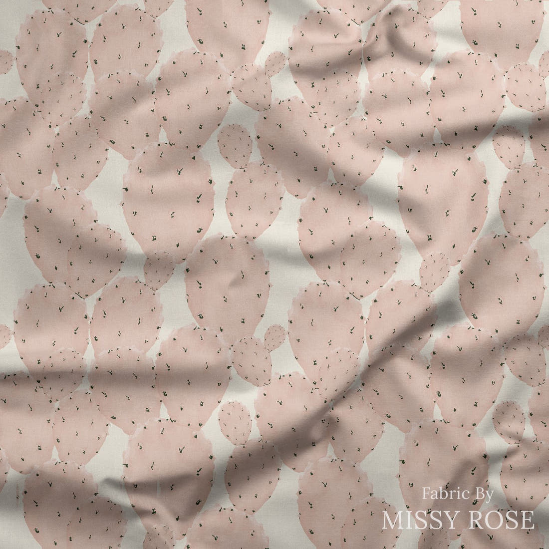Indy Bloom Fabric Desert Rose Pink Cactus 02 draped fabric mockup - custom printed fabric by the metre | Fabric by Missy Rose