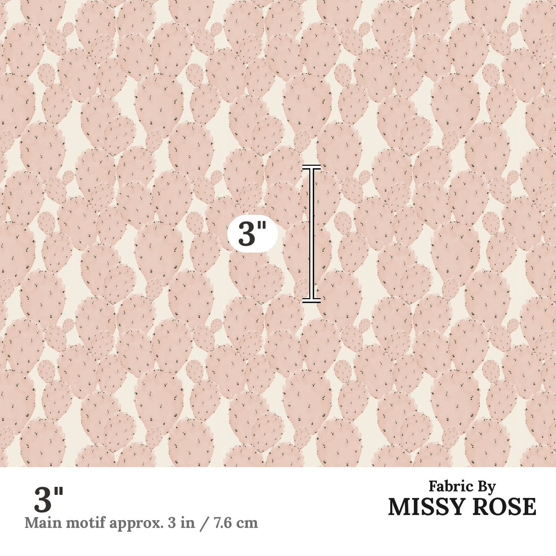Indy Bloom Fabric Desert Rose Pink Cactus 02 3 inch print scale guide | Fabric by Missy Rose
