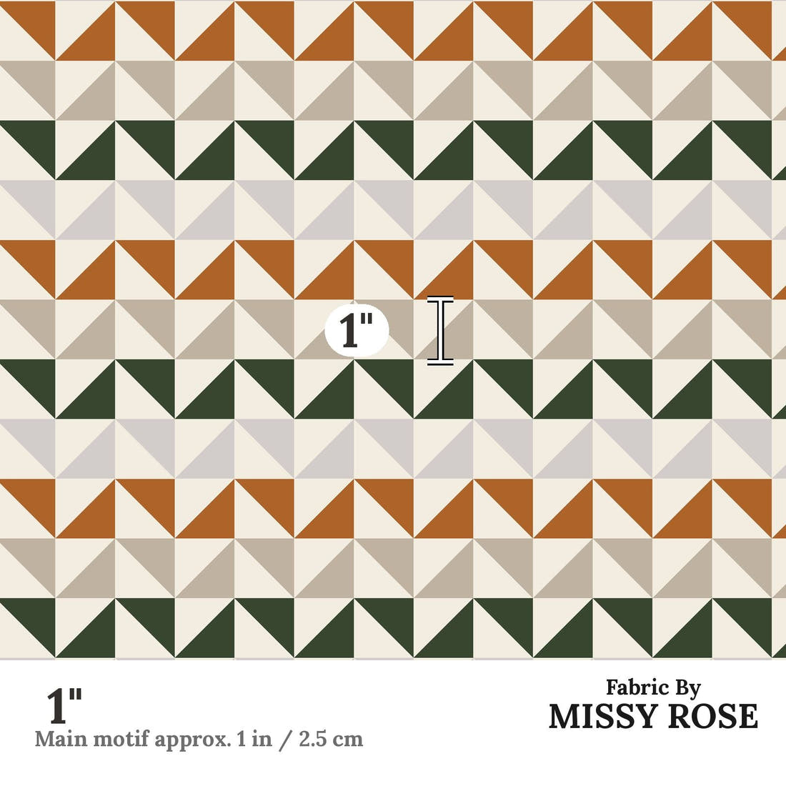 Indy Bloom Fabric Desert Rose Triad 04 1 inch print scale guide | Fabric by Missy Rose