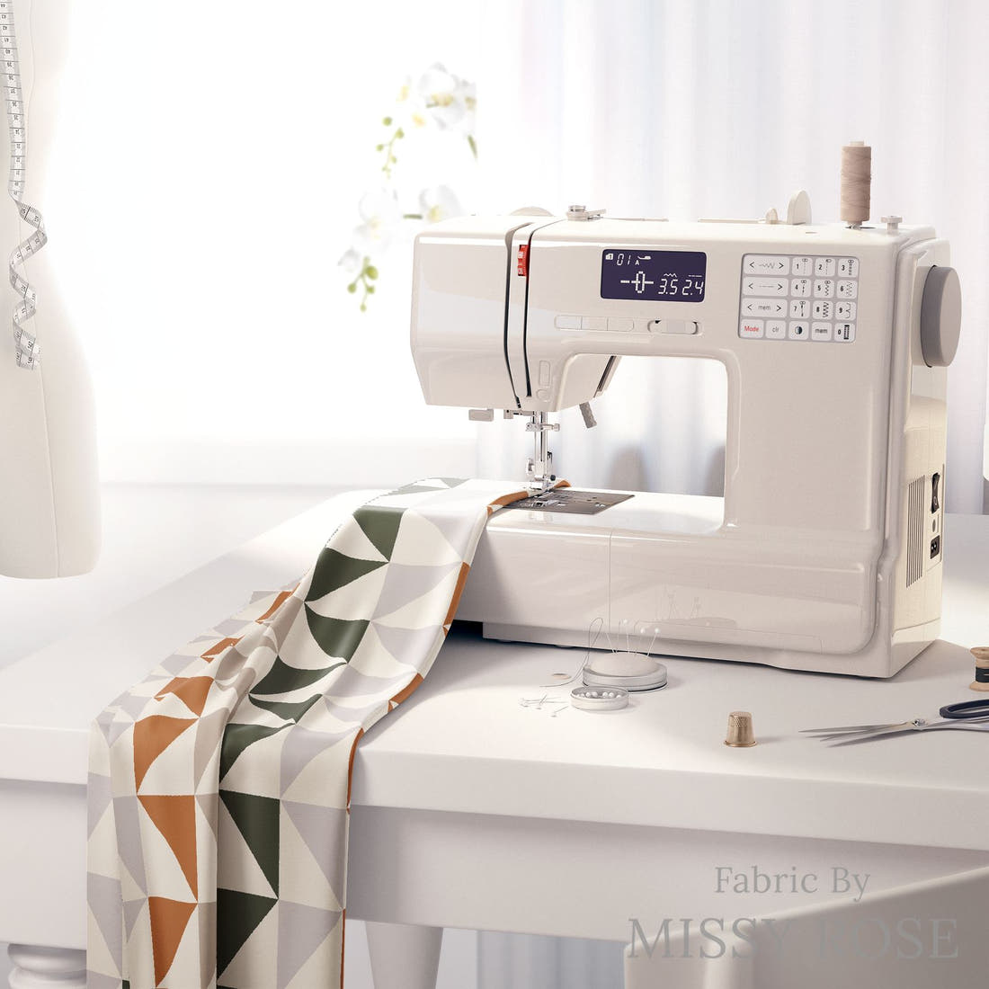 Indy Bloom Fabric Desert Rose Triad 04 fabric on a sewing machine - sew your own | Fabric by Missy Rose