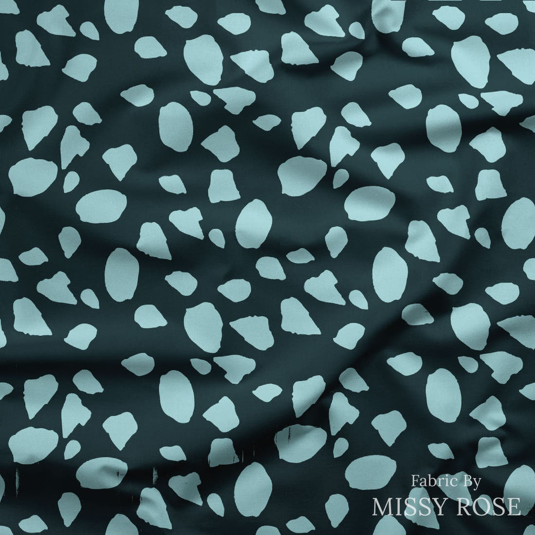 Indy Bloom Fabric Dragonfly Dreams Blue Pebble 04 draped fabric mockup - custom printed fabric by the metre | Fabric by Missy Rose