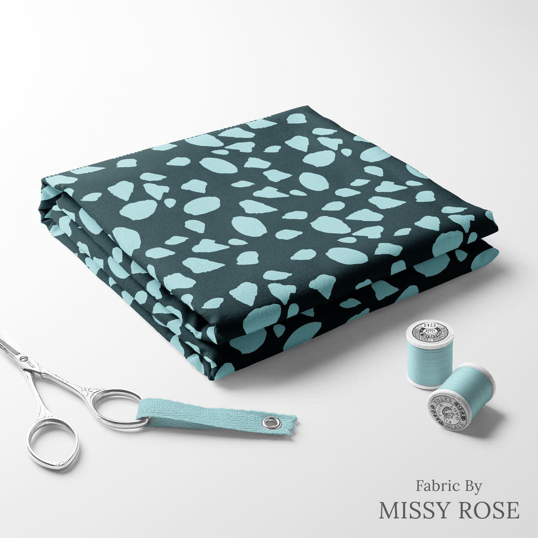 Indy Bloom Fabric Dragonfly Dreams Blue Pebble 04 folded fabric stack with matching thread - pre-order fabric Australia | Fabric by Missy Rose